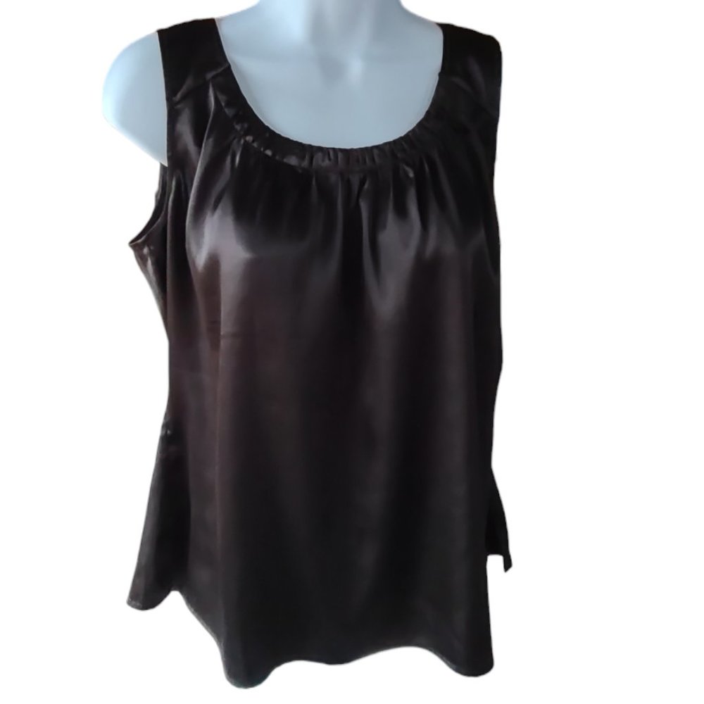Chico's Black Faux Satin Tank Top